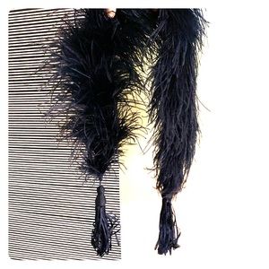 Navy Ostrich Feather Scarf